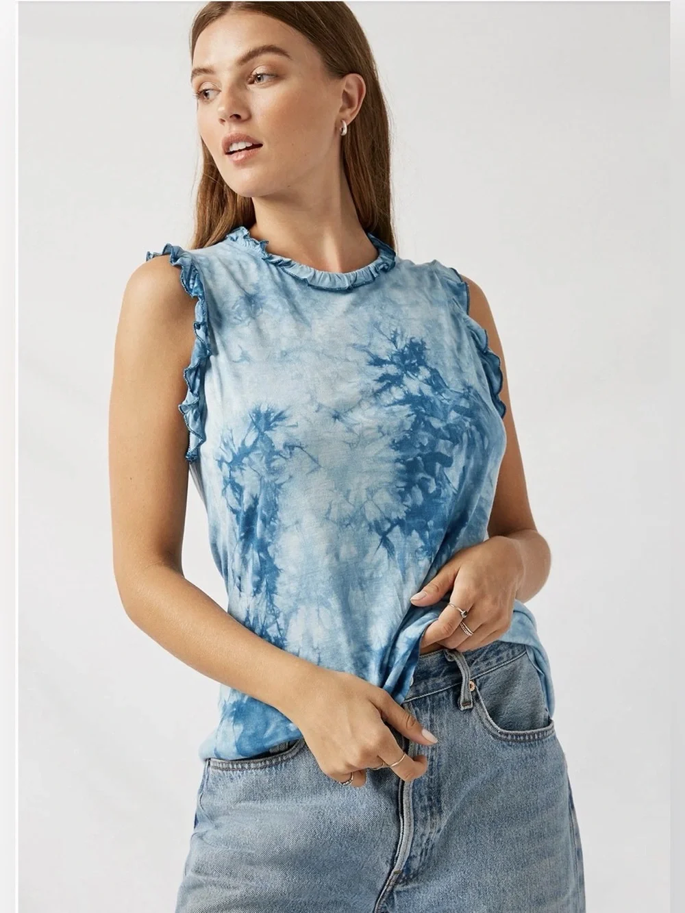 NWT Hayden Los Angeles Mineral Wash Ruffle Tank, Size Small - Picture 1 of 4